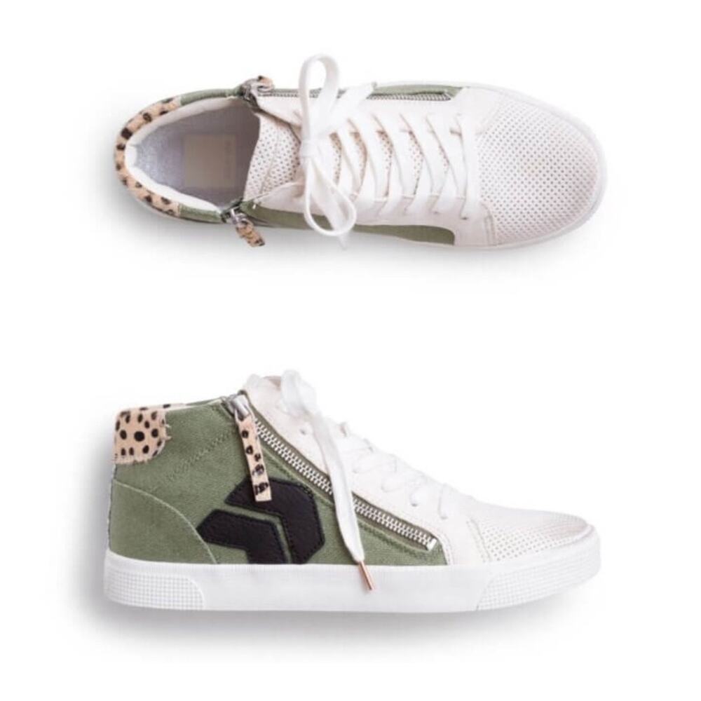 Dolce Vita Zonya Sneakers in green / leopard / silver glitter fashion boots sz 7